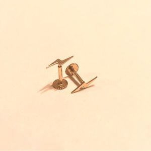 Adina Eden (Adina’s Jewels) solid 14k gold lightning bolt threaded studs (pair)